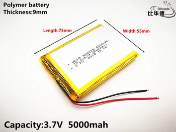 Geras Qulity 3.7 V,5000mAH 905575 Polimeras ličio jonų / Li-ion baterija tablet pc BANKAS,GPS,mp3,mp4