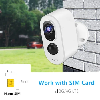 4G Sim Kortelių Tinklo Saugumo Kamera 3MP HD daugkartinio Įkrovimo Baterija IP Kameros 4G LTE Fotoaparato oro sąlygoms Lauko Patalpų