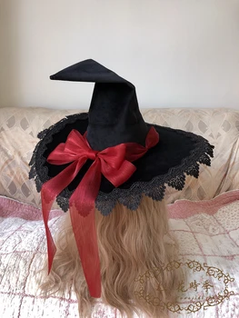 Helovinas ragana skrybėlę kawaii girl gothic lolita skrybėlę loli Japonijos JK vienoda Šukuosena mielas bowknot Princess arbatėlė mergytė