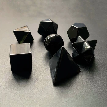 Juodasis Obsidianas Akmens Platoniškosios Kietasis Sakralinės Geometrijos Merkaba Žvaigždė Crystal Dodecahedron Octahedron Kubo Tetrahedron Icosahedron