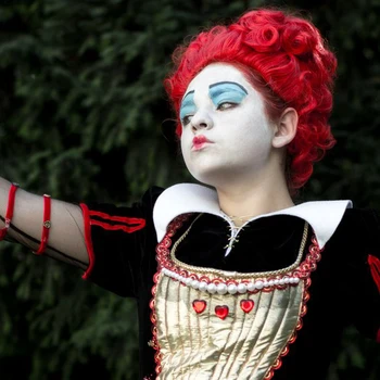 Helovinas moterų Alice in Wonderland Red Queen ' cosplay Perukas Vaidmenį Vaidina Širdžių Karalienė raudonų plaukų Kostiumai su nemokama plaukų bžūp