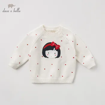 DB12326 dave bella žiemos mielas kūdikis girls cartoon lankas megzti megztinis vaikai mados puloveris bamblys boutique viršūnės
