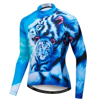 2021 Vyrų 3D Vilkas Tigras, Liūtas Pro Komanda Dviračių Džersis Lenktynių Dviračių Sporto Drabužių MTB ilgomis Rankovėmis Vėjo MTB Dviratį Megztiniai