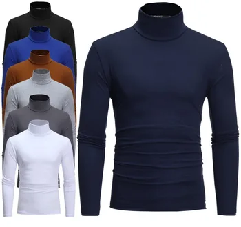 2020 m. aukštas-kaklo, ilgomis rankovėmis T-shirt vyrams, 7-spalva visas rungtynes, vientisos spalvos megztinis dugno marškinėliai vyrams, drabužiai