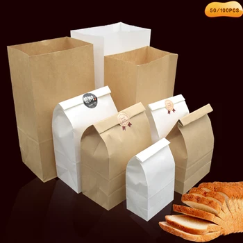 50/100VNT Bauda kraft popieriaus maišelį maisto, duonos, saldainių perdirbamų šalies maišą sauso pakavimo popieriaus maišelis atostogų dovanų maišelis