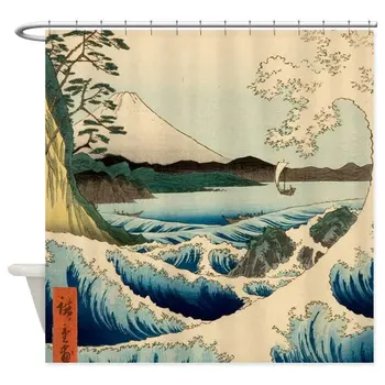 Japonų Keramikos, Rankdarbių Vandeniui Poliesterinio Audinio Vandeniui Poliesterinio Audinio Vonios Užuolaidų 180 x 200cm, su 12 kabliukų