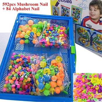 676pcs/Set Grybų Nagų Granules, Dėlionės, Žaislų, su talpinimo 3D Dėlionės Žaidimai, Dėlionės Valdybos Švietimo Žaislai Vaikams Gimtadienio Dovana