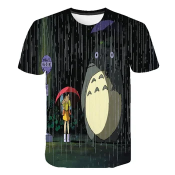Totoro 3D spausdinimo vaikiški marškinėliai kūdikių, mergaičių drabužiai Studio Ghibli Kawaii camisetas Hayao Miyazaki Juokingas Animacinių filmų marškinėliai Mielas Viršūnės