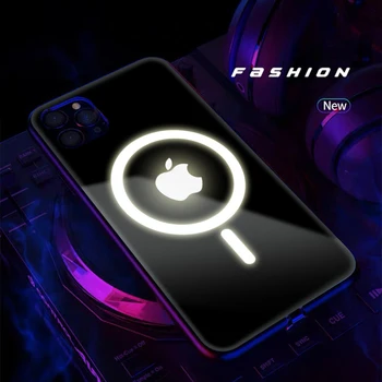 Tinka iPhone 7 8 X XR 11 12pro Max mini mobilųjį telefoną atveju stiklo balso kontroliuojamas šviesos magnetinis siurbimo MagSafe shell