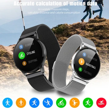 Želė Šukos Smart Watch Vyrai Moterys Plieno Juosta Riešo Žiūrėti Bluetooth Pedometer Touch Intelligent Sporto Smartwatch Fitness Tracker