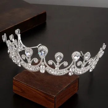 Nauja High-End kristalai Baroko Cirkonis rožančiai ir karūnos princess Tiara karūna crystal vestuvių plaukų aksesuarai Nuotakos