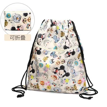 Disney cartoon vaikų kuprinės vystyklų krepšys, atsparus vandeniui Mickey spausdinimo raišteliu kuprinė sulankstomas nešiojamų kelionės krepšys