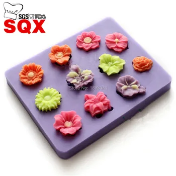 Gražus, daug įvairių Gėlių silikono formos minkštas tortas dekoravimo priemonės, Saldainiai, bandelės įrankiai šokolado mouldSQ15130