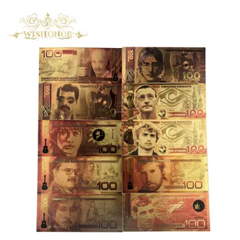 10vnt/Daug Naujų Rusijos Aukso Banknotų 100 Rublių banknotų Kupiūromis Banknotų į 24K Popieriniai Pinigai Dovanos