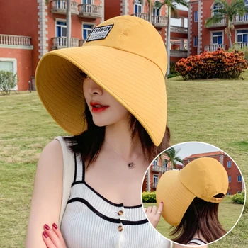 Visi aplink saulę skrybėlę moterų saulės skrybėlę didelis kraštų padengti veidą paplūdimio UV saulės skrybėlę pajūrio korėjos vasaros