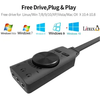 GS3 Virtualus 7.1 Kanalo Garso Kortelės Adapteris USB 3,5 mm Ausines Sąsiuvinis L4MD