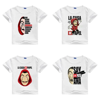 2020 Juokinga La Casa De Papel Marškinėliai Vaikų Vasaros Top Animacinių filmų Mados Marškinėlius Bella Ciao Kawaii Kūdikių Berniukų Drabužius T-shirt Vaikams