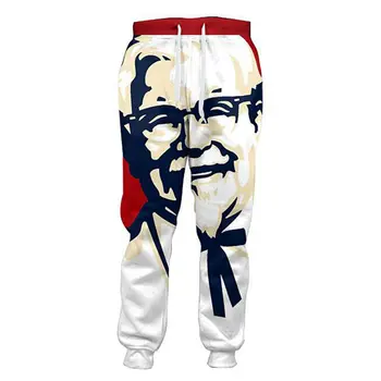 Juokinga KFC Pulkininkas 3D Poilsiu Kelnės Vyrams, Atsitiktinis Laisvas Kelnes Nuosėdos, vyriški Drabužiai Unisex Hip-Hop Stiliaus Pantalon Homme