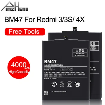 PINZHENG BM47 Telefono Baterija Xiaomi Redmi 3 3 3X 4X Baterijų 4000mAh Realias galimybes Pakeitimo Bateria Su nemokamais Įrankiais