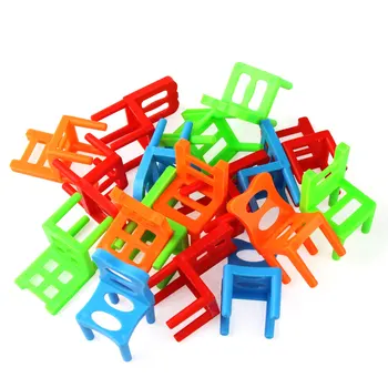 18pcs Mini Kėdės Pusiausvyrą Blokai Žaislas, Plastiko Surinkimas Blokai Krovimas Kėdės Vaikams mokomieji Šeimos Žaidimas Balansavimo Mokymo Žaislas