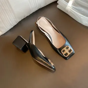 2020 metų Vasaros Moterų sandalai natūralios odos moteriški batai Europos mados prekės ženklo sandalai Aikštėje galva Juoda balta, rankų darbo