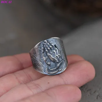 BOCAI S925 sterlingas sidabro žiedai vyrams retro masto mados Rankų darbo asmenybės vyriškos Tailando sidabro rankas vieną sidabro žiedai