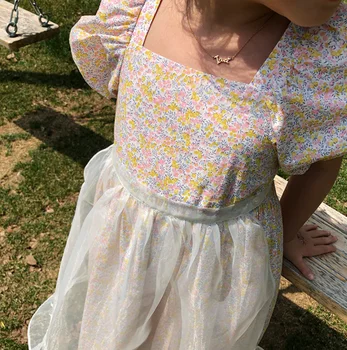 2020 metų Vasaros Kūdikių Mergaičių Gėlėti Sluoksniuotos Rankovėmis Suknelė Vaikai Princesė Spausdinti Atsitiktinis printed Dress-line