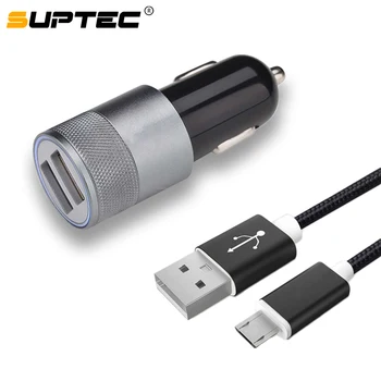 SUPTEC 5V 2A Dual USB Lydinio Automobilinis Telefono Kroviklis Automobilinis-kroviklis + Micro USB Laidas, Greito Įkrovimo Laidą 