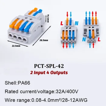 Naujo tipo SPL-42 62 Vielos Jungtis 2 4/6 Iš Vielos Splitter Greitai Conectors Universalus Kompaktiškas Pajungimo Laido LED Conector
