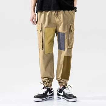 Streetwear vyriškos Bėgimo Kelnės Multi-pocket Medvilnės Kombinezonas Kelnės 2020 M. Pavasario Mados Sweatpants Baggy Atsitiktinis Kelnės
